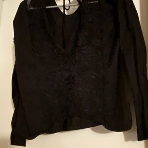Large black long sleeve shirt with lace back